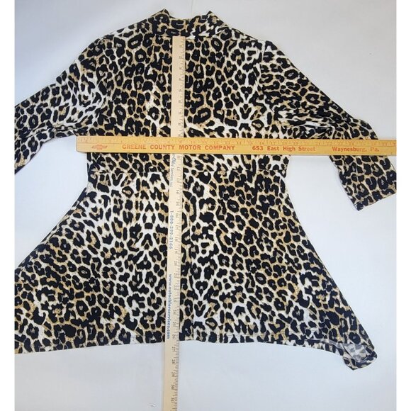 Chaus New York Tunic Top Leopard Print V-Neck Long Sleeve Womens Large Good - Picture 5 of 5
